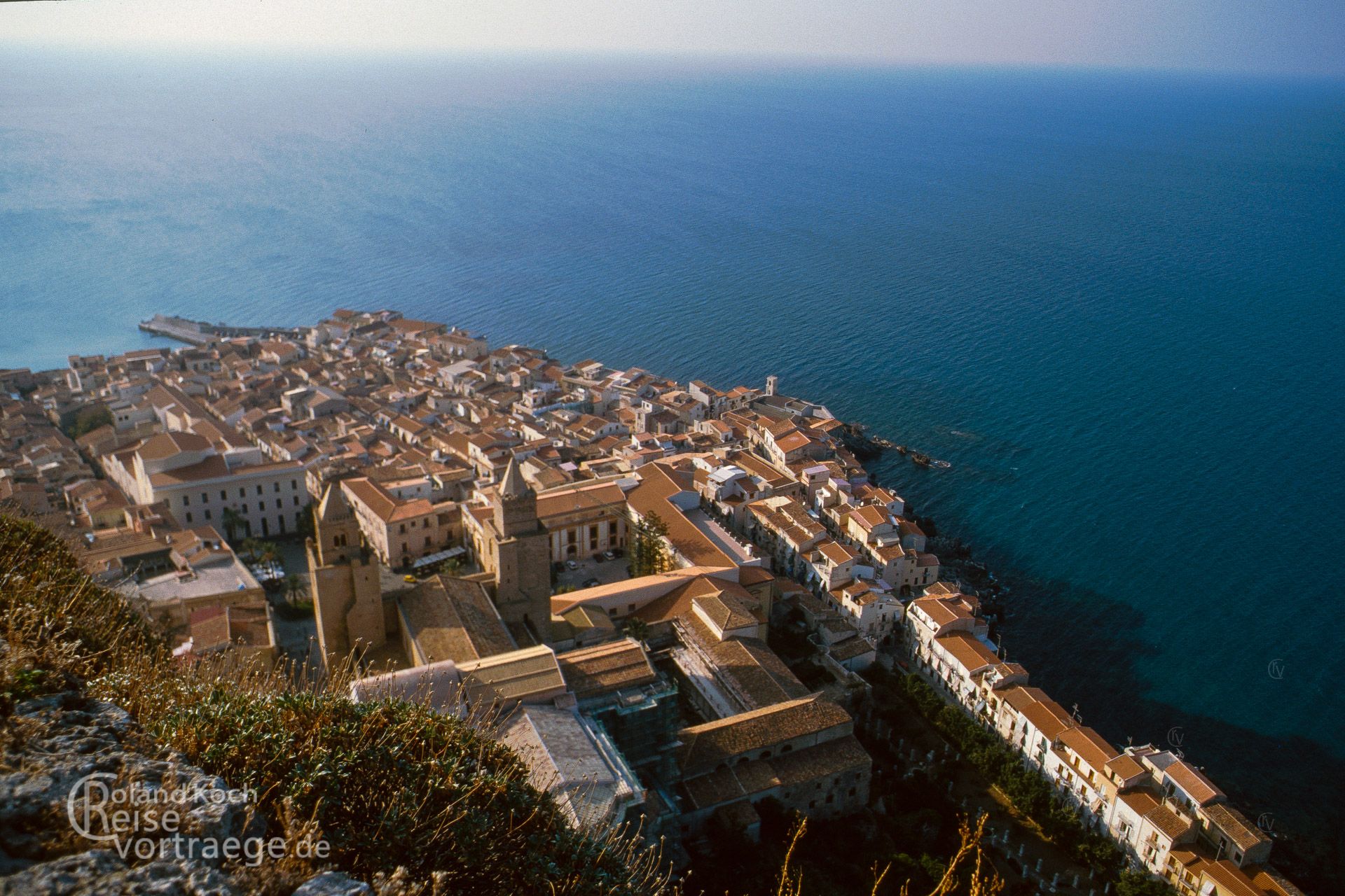 Blick vom Burgberg von Cefalu, Sizilien, Italien